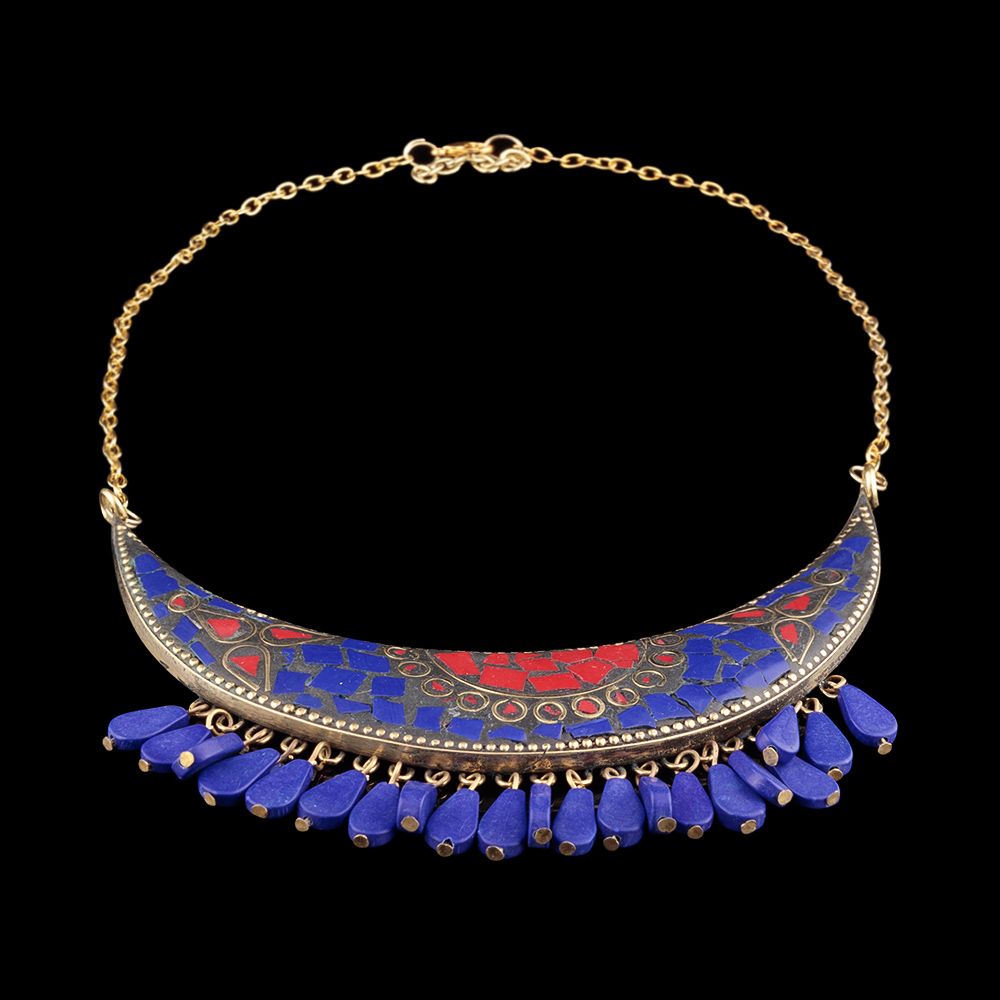 Korálkový náhrdelník Naunet Blue India