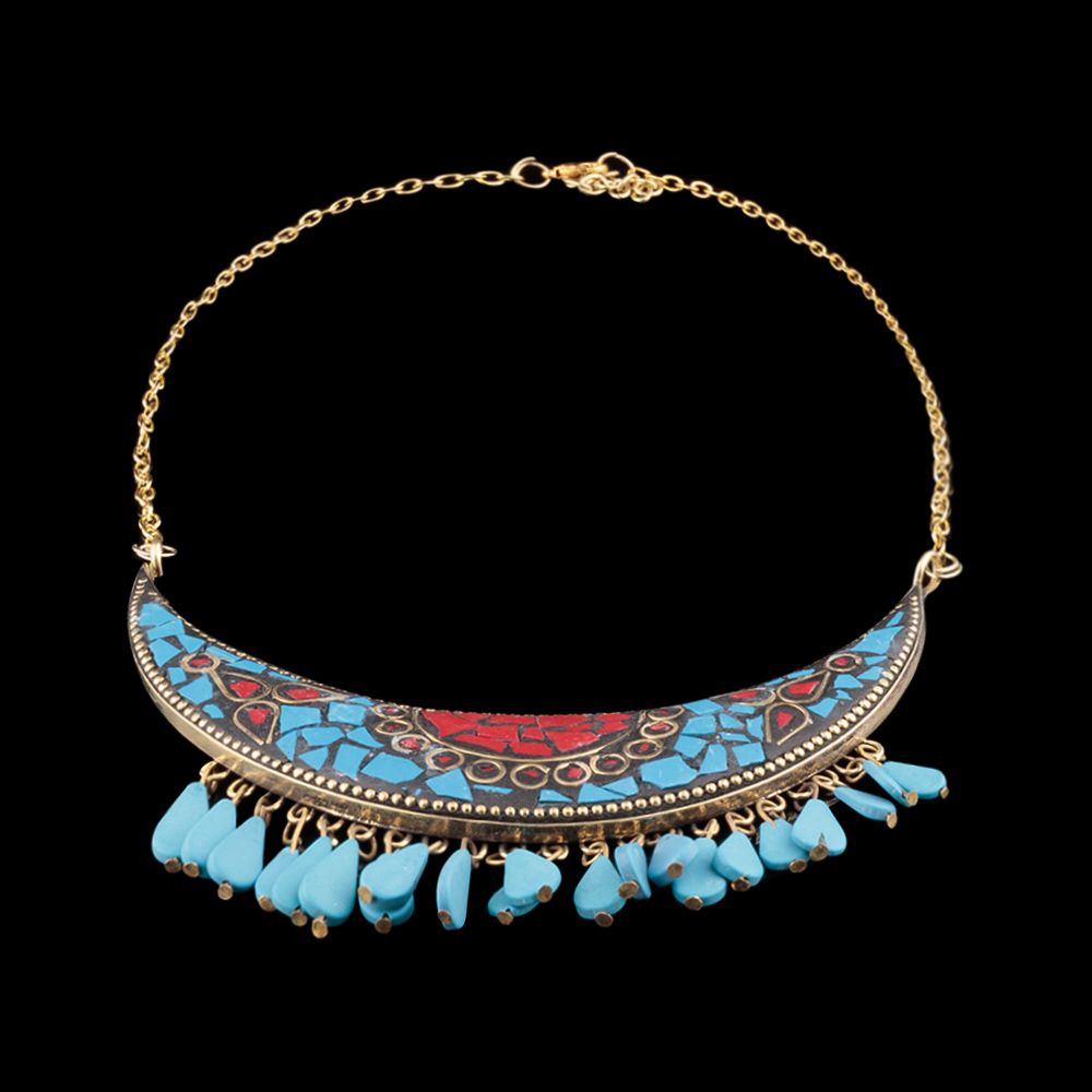 Korálkový náhrdelník Naunet Light Blue India