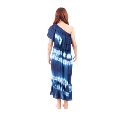 Dlhé batikované šaty s volánmi Annabelle Blue Thailand