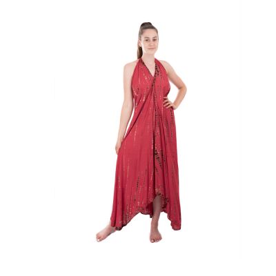 Dlhé vínovo červené batikované šaty Tripta Burgundy Thailand