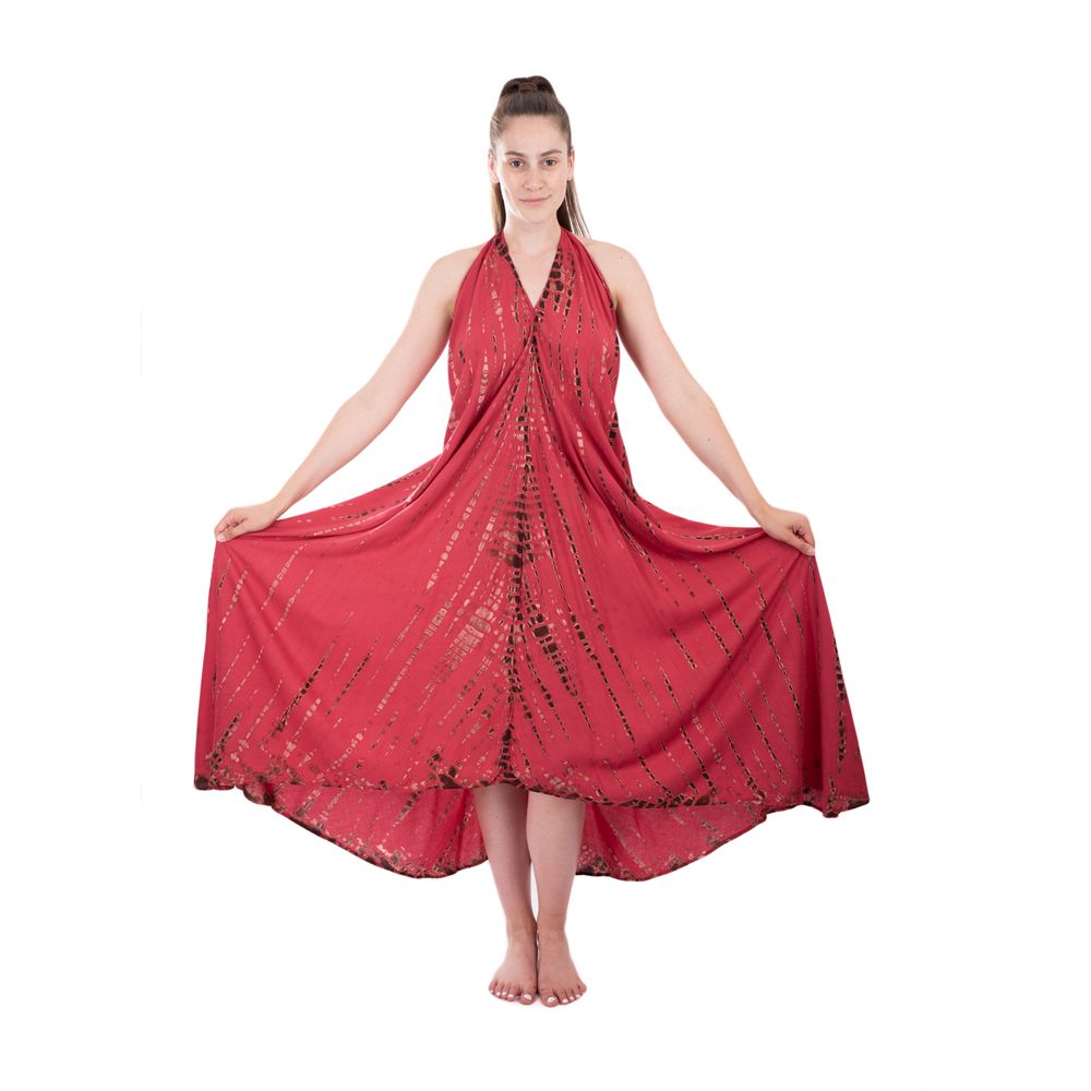 Dlhé vínovo červené batikované šaty Tripta Burgundy Thailand