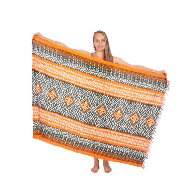 Sarong / pareo / plážová šatka Ophelia – oranžová-khaki