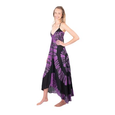 Dlhé fialovo čierne batikované šaty Tripta Purple-Black Thailand