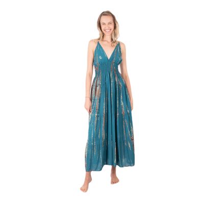 Dlhé petrolejovo modré batikované šaty Kantima Petrol Blue | UNI