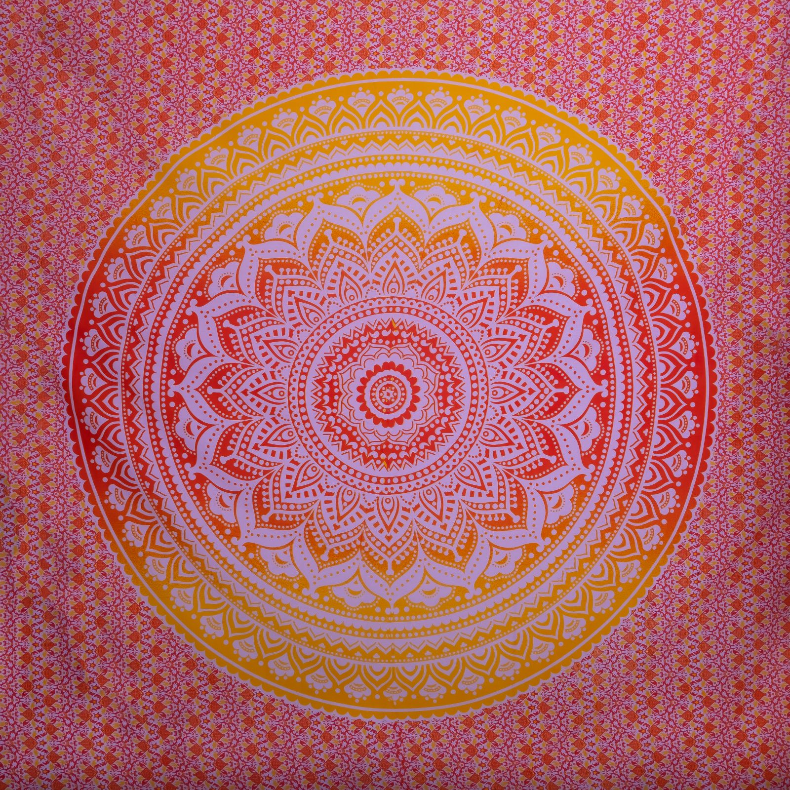 Bavlnený prehoz cez posteľ Mandala - červeno-žltý 2 India