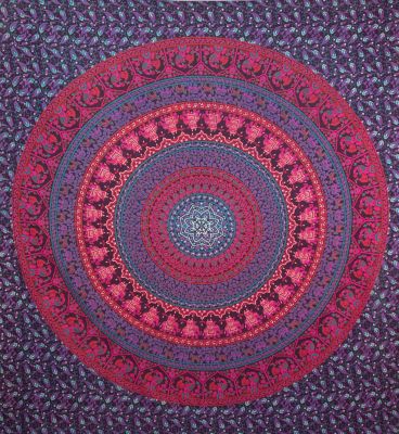 Bavlnený prehoz cez posteľ Slonia Mandala - fialová India