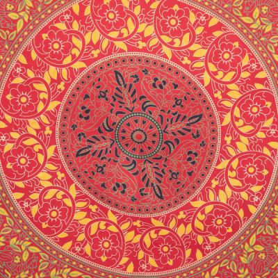 Bavlnený prehoz cez posteľ Zámecká záhrada – žlto-červený India