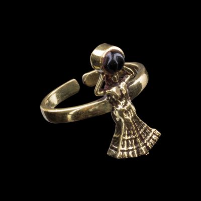 Mosadzný prsteň na nohu Nefertari Čierny ónyx 1