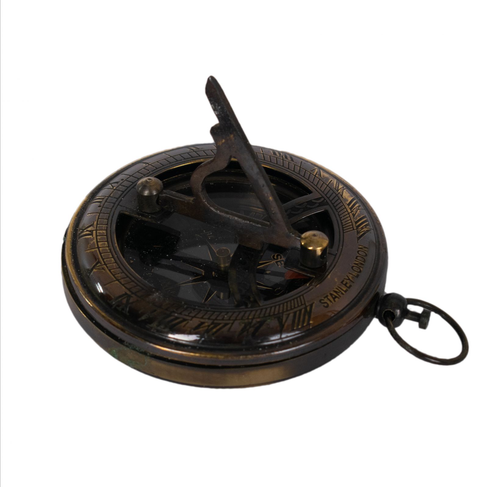 Retro mosadzný kompas Stanley London Sundial India