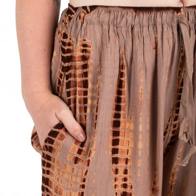 Batikované sukňové nohavice Yana Greyish-Brown Thailand