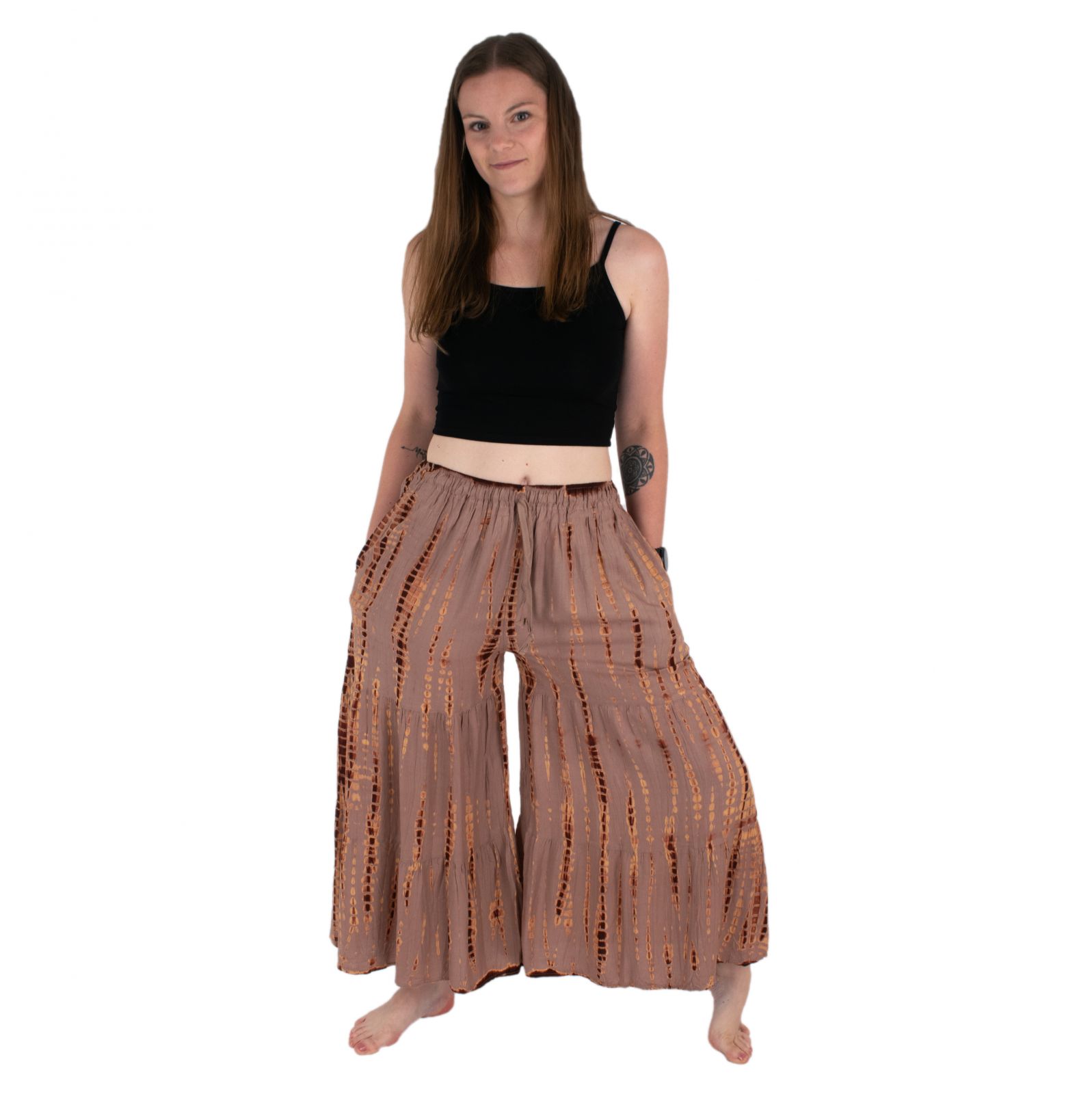 Batikované sukňové nohavice Yana Greyish-Brown Thailand