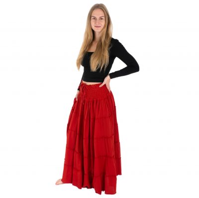 Dlhá červená etno / hippie sukňa Bhintuna Red Nepal