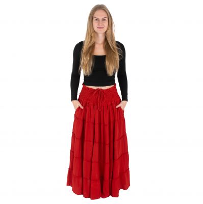 Dlhá červená etno / hippie sukňa Bhintuna Red | L/XL, XXL/XXXL