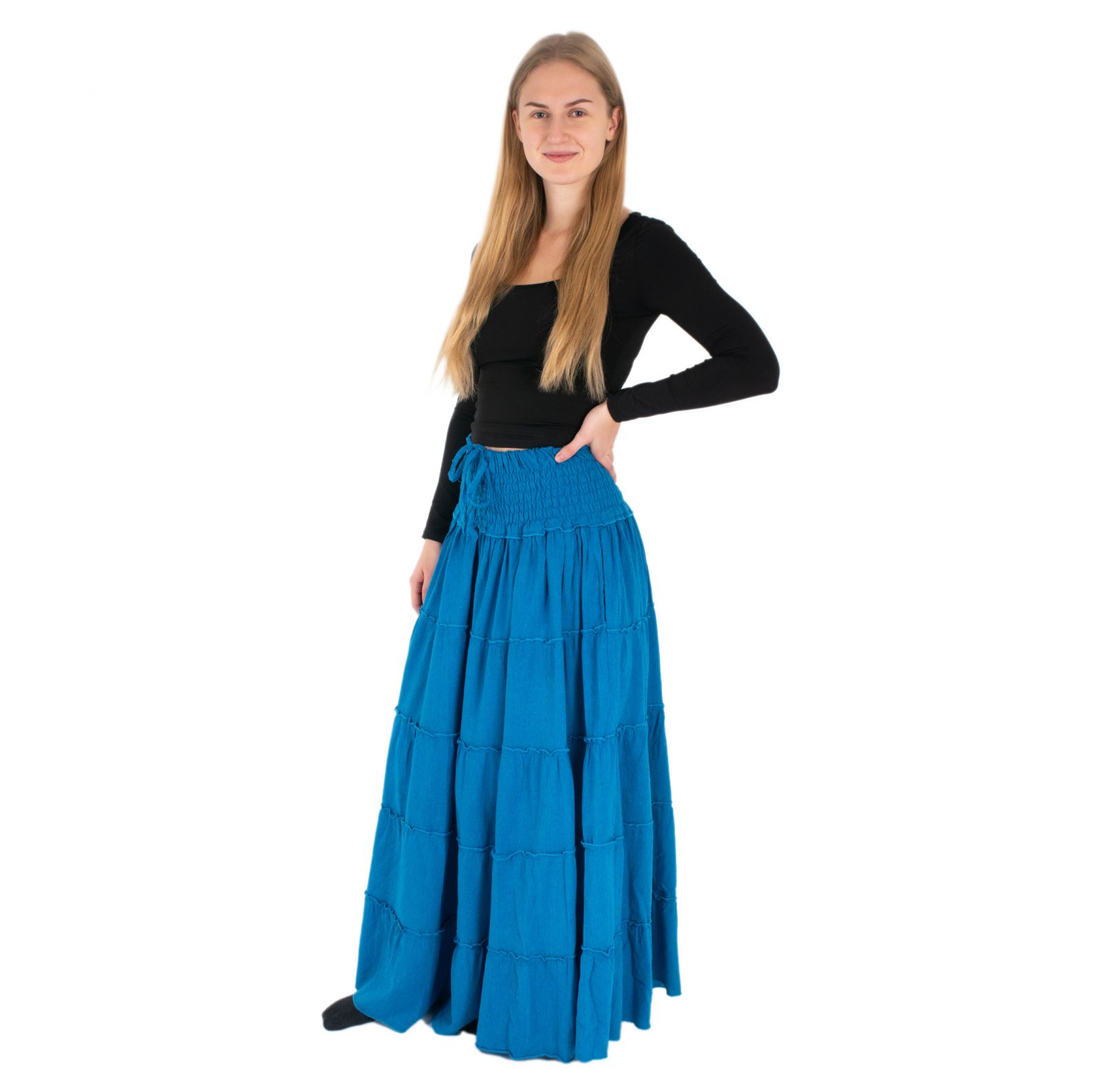 Dlhá modrá etno / hippie sukňa Bhintuna Cobalt Blue Nepal
