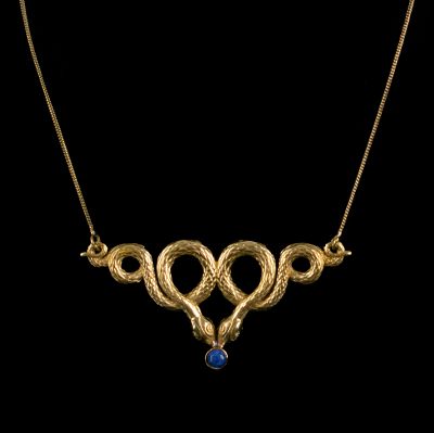 Mosadzný prívesok Hadie slučky – Lapis Lazuli India