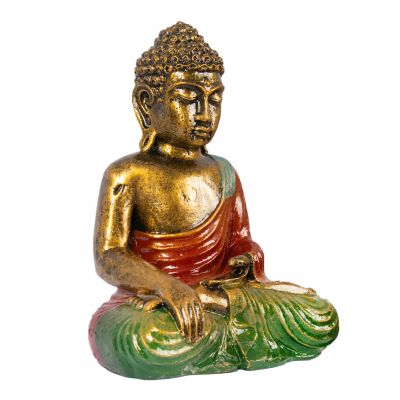 Malovaná soška zo živice Farebný Buddha 23 cm červený Indonesia