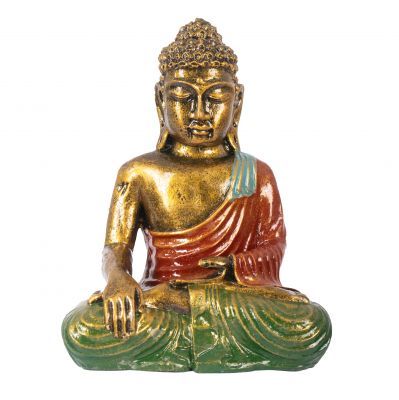 Malovaná soška zo živice Farebný Buddha 23 cm červený