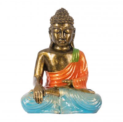 Malovaná soška zo živice Farebný Buddha 23 cm oranžový