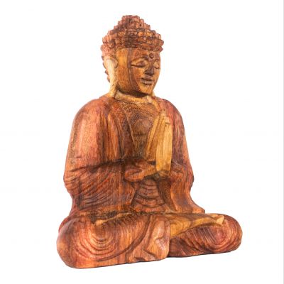 Vyrezávaná drevená soška Sediaci Budha 1 Indonesia