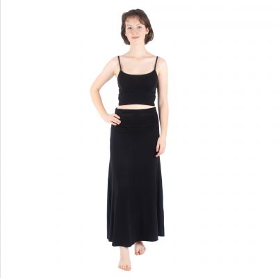 Dlhá jednofarebná sukňa Panjang Black Thailand