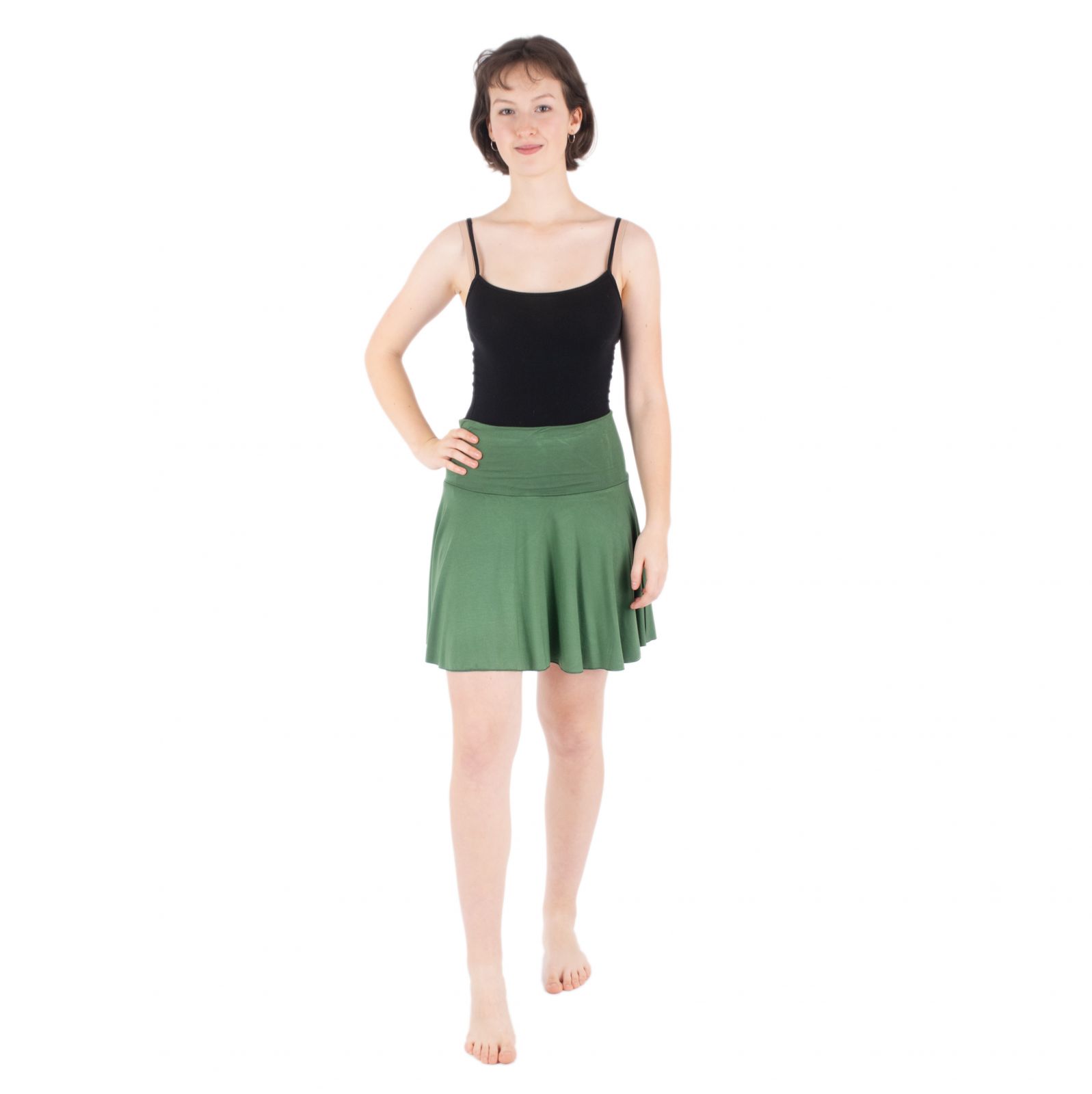 Khaki zelená kruhová mini sukňa Lutut Khaki Thailand