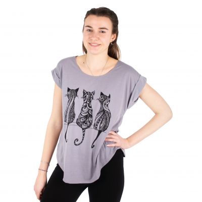 Dámske tričko s krátkym rukávom Darika Cats 1 Grey | S/M