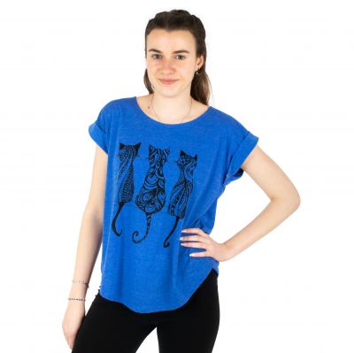 Dámske tričko s krátkym rukávom Darika Cats 1 Medium Blue | S/M