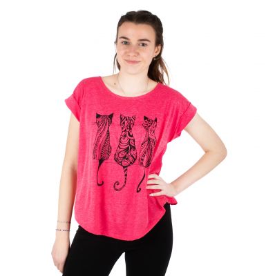 Dámske tričko s krátkym rukávom Darika Cats 1 Neon Pink | S/M