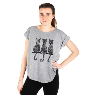 Dámske tričko s krátkym rukávom Darika Cats 2 Greyish | S/M