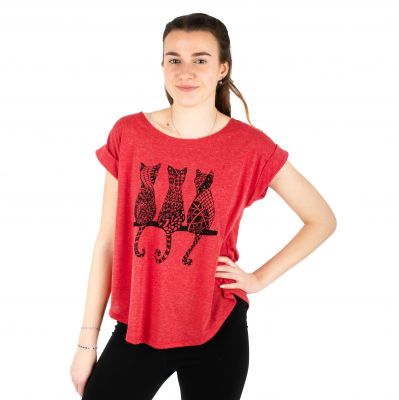 Dámske tričko s krátkym rukávom Darika Cats 2 Red | S/M