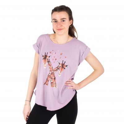Dámske tričko s krátkym rukávom Darika Giraffes in Love Violet | S/M