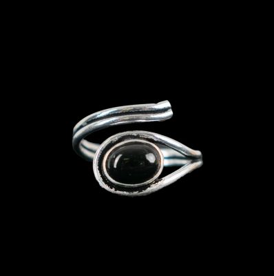 Etno prsteň z nemeckého striebra Ovidie Čierny Onyx