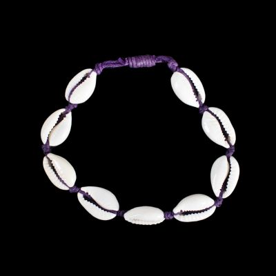 Macramé náramok s mušľami Kauri - Luanna Purple