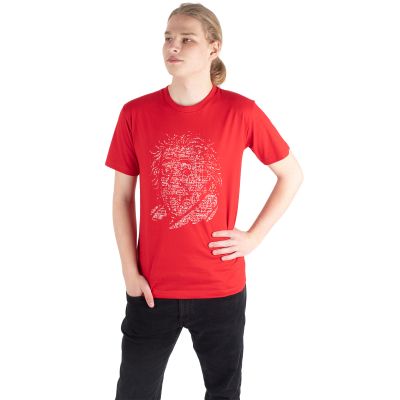 Bavlnené tričko s potlačou Einstein - červené | M, L, XL, XXL