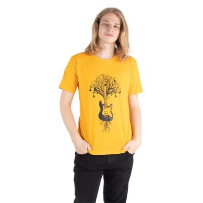 Bavlnené tričko s potlačou Guitar Tree – žlté | M, L, XL, XXL