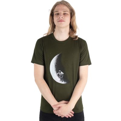 Bavlnené tričko s potlačou Kozmonaut - khaki | M, L, XL, XXL