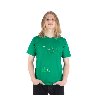 Bavlnené tričko s potlačou Budovanie mraveniska – zelené | S - POSLEDNÝ KUS!, M, L, XL, XXL