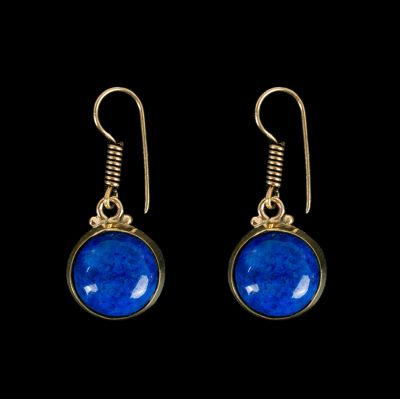 Mosadzné náušnice Purnimal Lapis lazuli