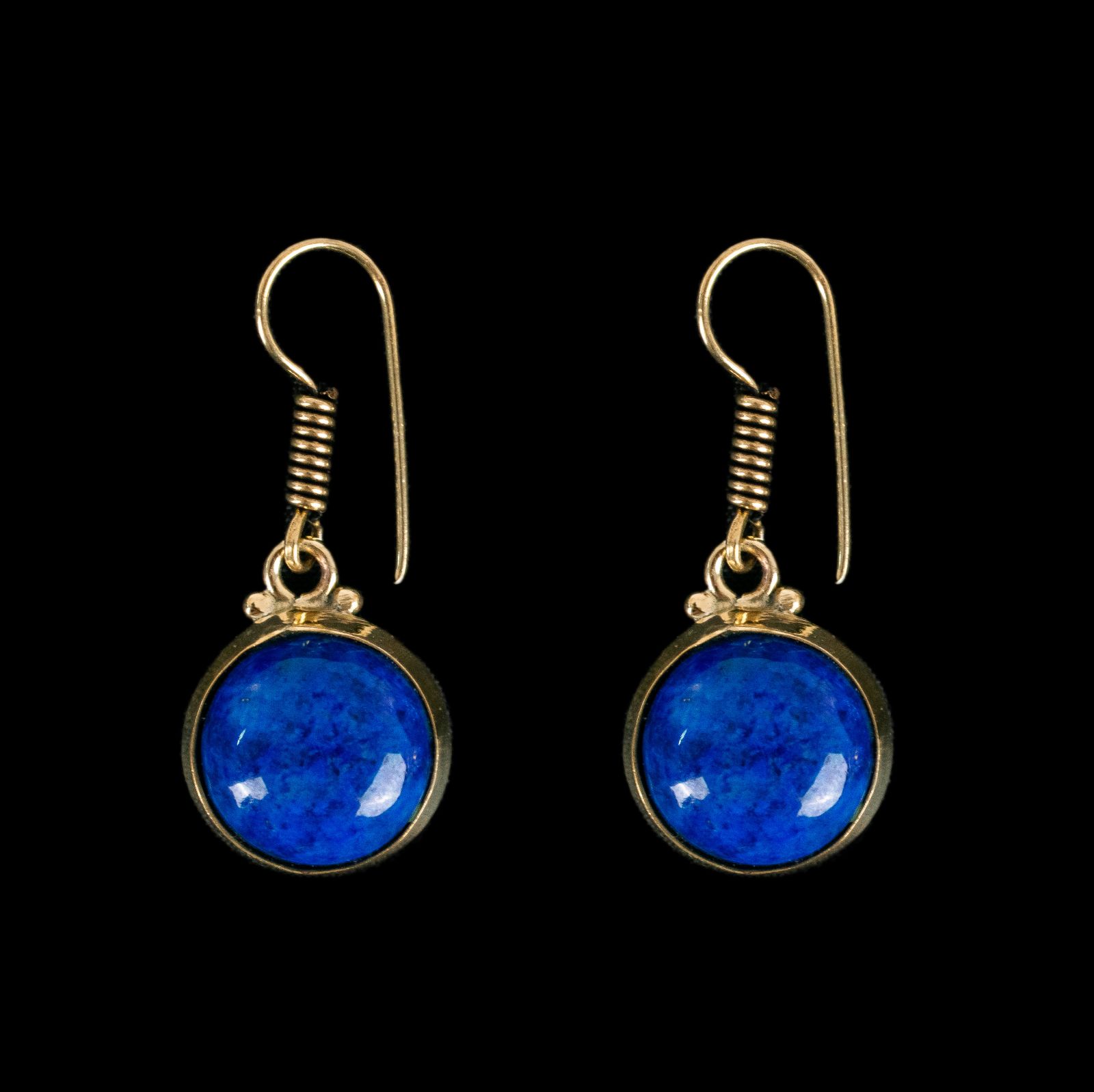 Mosadzné náušnice Purnimal Lapis lazuli India