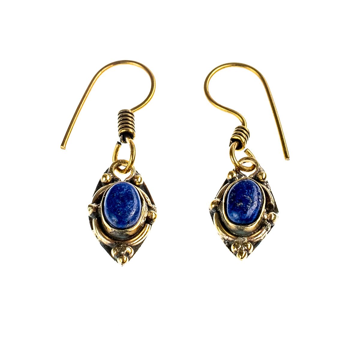 Mosadzné náušnice Marisol Lapis lazuli India
