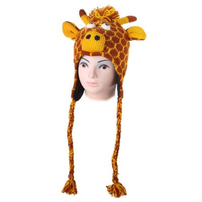 Vlnená čiapka Žirafa - hnedo-žltá | M, L
