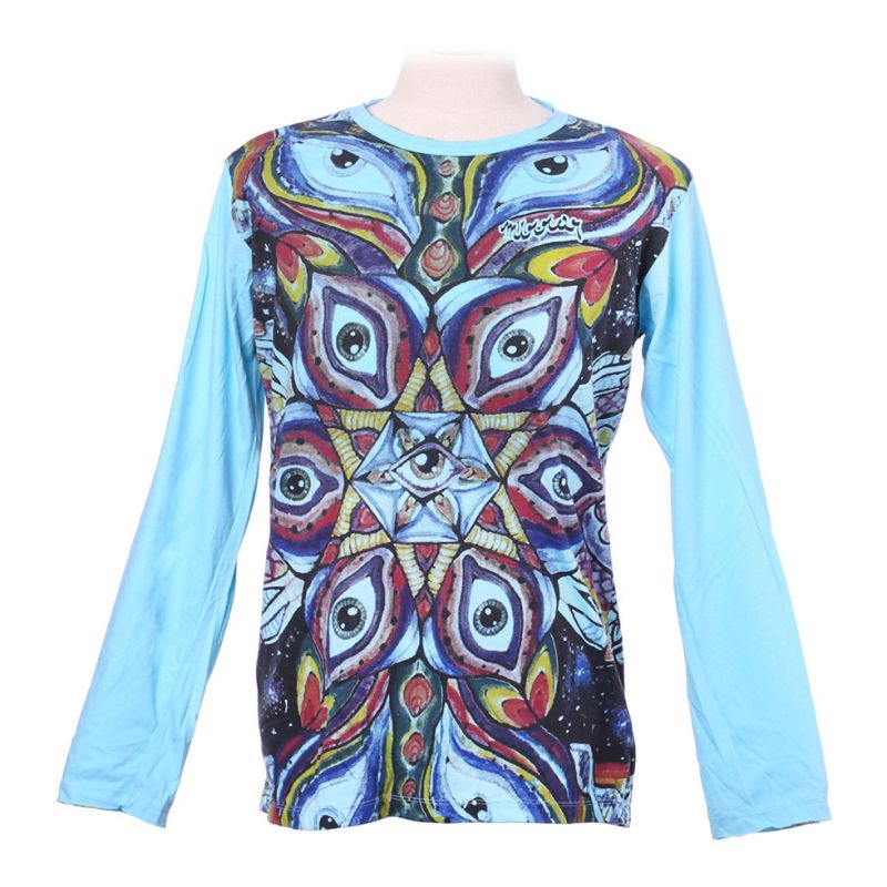 Tričko Mirror s dlhým rukávom - Eye Mandala Turquoise Thailand
