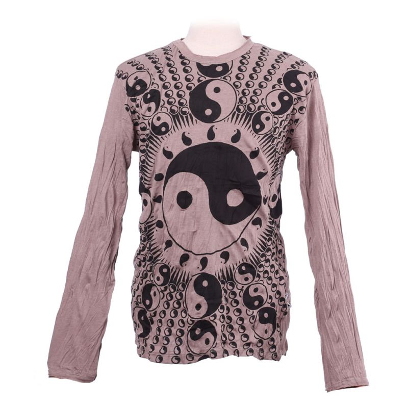 Pánske tričko Sure s dlhým rukávom - Yin&Yang Brown Thailand
